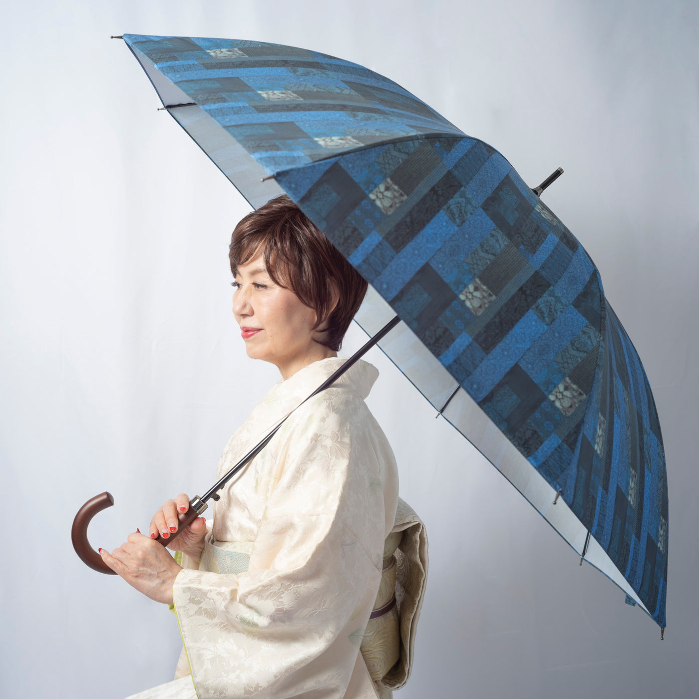 紳士長傘ジャンプ 大島紬風市松模様 – 瑠璃猫 紳士長傘ジャンプ 大島紬風市松模様 – 瑠璃猫